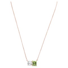 Suzy Levian Rose Sterling Silver White Topaz & Green Amethyst Two Stone Necklace