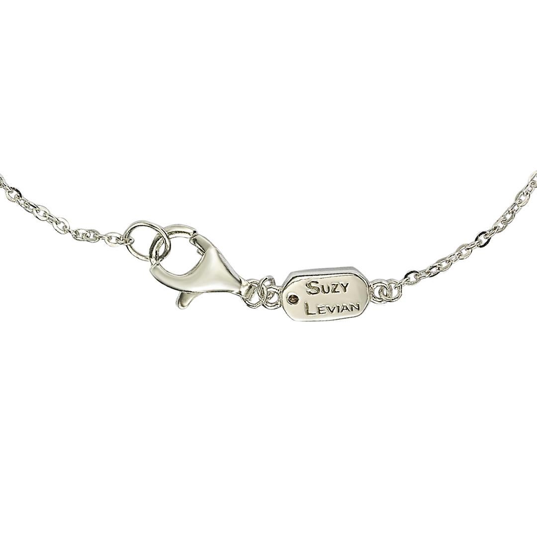Contemporary Suzy Levian Sterling Silver Bezel Set Sapphire Station Chain Bracelet For Sale