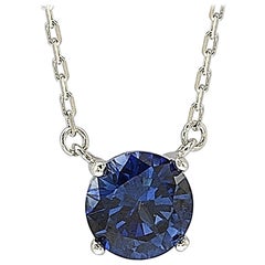 Suzy Levian Sterling Silver Blue Sapphire Solitaire Necklace