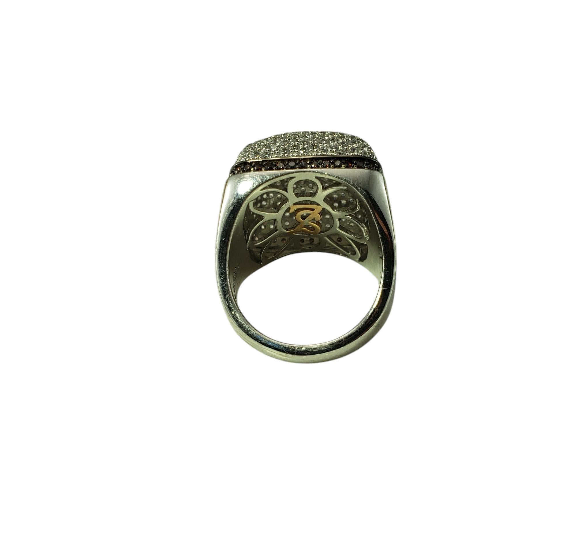 Suzy Levian Sterling Silver Brown & White Cubic Zircon Dome Ring Size 5.5 #20107 For Sale 2