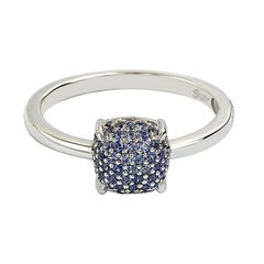 Suzy Levian Sterling Silver Sapphire and Diamond Accent Pave Ball-Top Ring