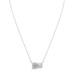 Suzy Levian Sterling Silver White Topaz & Blue Topaz Two Stone Necklace