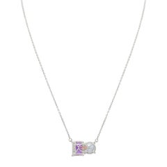 Suzy Levian Sterling Silver White Topaz & Purple Amethyst Two Stone Necklace