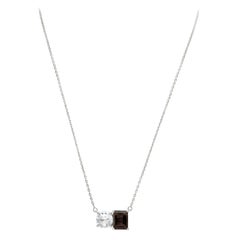 Suzy Levian Halskette mit zwei Steinen aus Sterlingsilber, weißem Topas und Rauchquarz