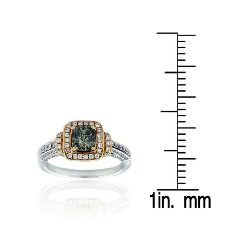 Suzy Levian Bague bicolore en or jaune et blanc 14 carats avec diamants verts et blancs Neuf - En vente à Great Neck, NY