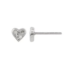 Suzy Levian White 14K White Gold 0.30 Diamond Heart Earrings