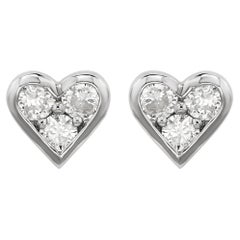 Suzy Levian, boucles d'oreilles cœur en or blanc 14 carats et diamants 0,30