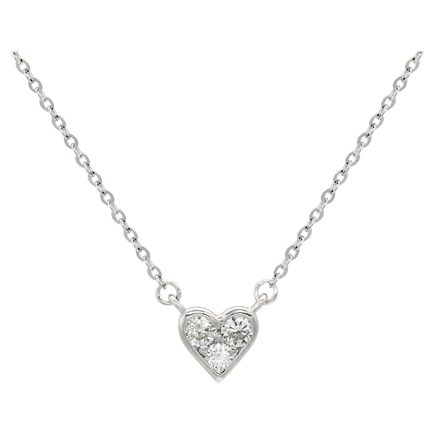 Suzy Levian White 14K White Gold .18 cttw Diamond Heart Necklace