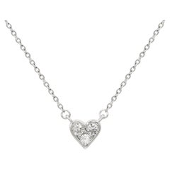 Suzy Levian White 14K White Gold .18 cttw Diamond Heart Necklace