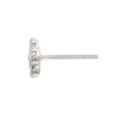 Suzy Levian White Gold 0.20 CTTW Diamond Clover Stud Earring