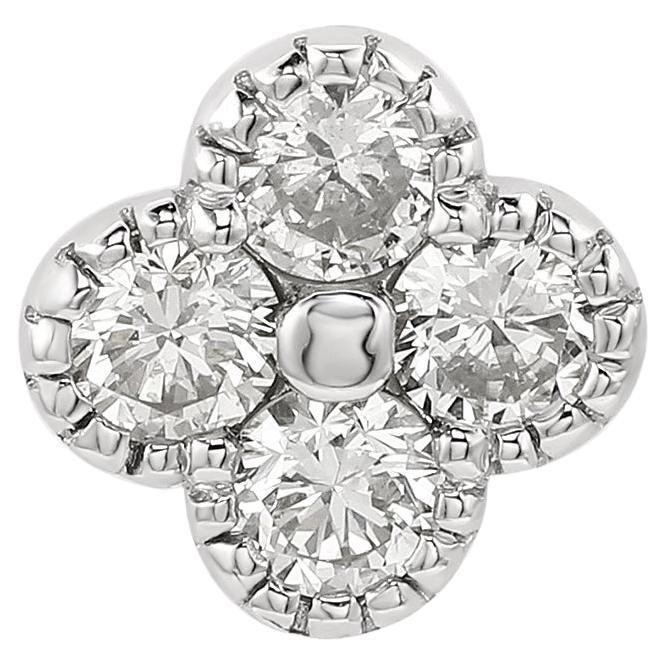 Suzy Levian White Gold 0.20 CTTW Diamond Clover Stud Earring For Sale