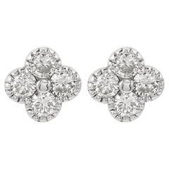 Suzy Levian White Gold 0.40 CTTW Diamond Clover Stud Earrings