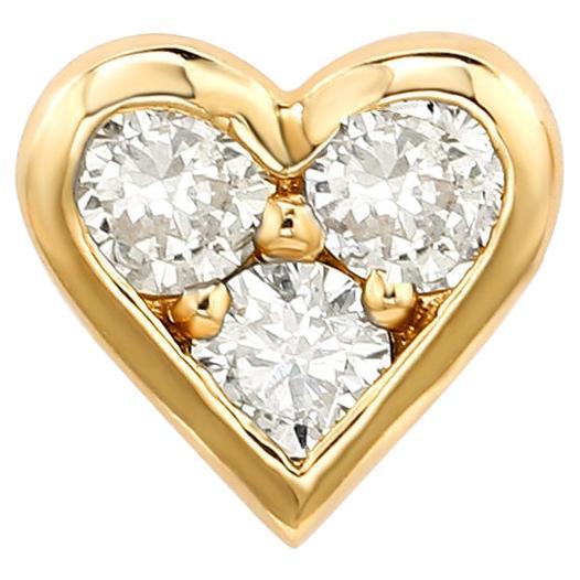 Suzy Levian Yellow Gold 0.16 CTTW Diamond Clover Stud Earring For Sale