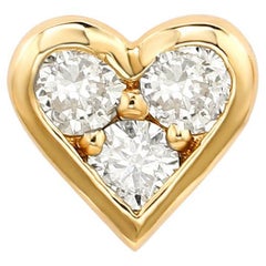 Suzy Levian Yellow Gold 0.16 CTTW Diamond Clover Stud Earring