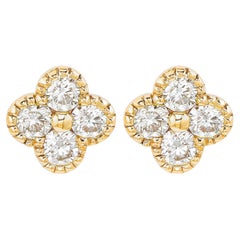 Suzy Levian Gelbgold 0,70 CTTW Diamant-Clover-Ohrstecker