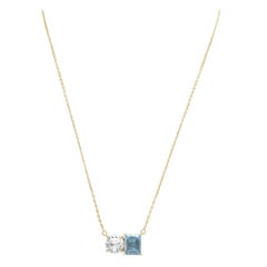 Suzy Levian Halskette mit zwei Steinen aus gelbem Sterlingsilber, weißem Topas und blauem Topas
