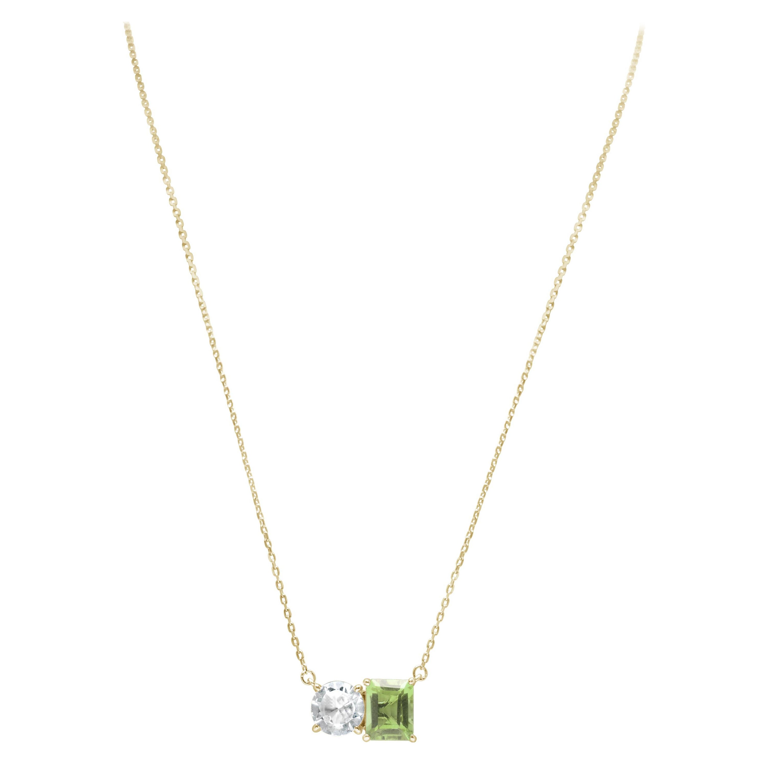 Suzy Levian Gelb Sterling Silber Weiß Topas Grün Amethyst Zwei Stein Halskette