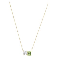 Suzy Levian Gelb Sterling Silber Weiß Topas Grün Amethyst Zwei Stein Halskette
