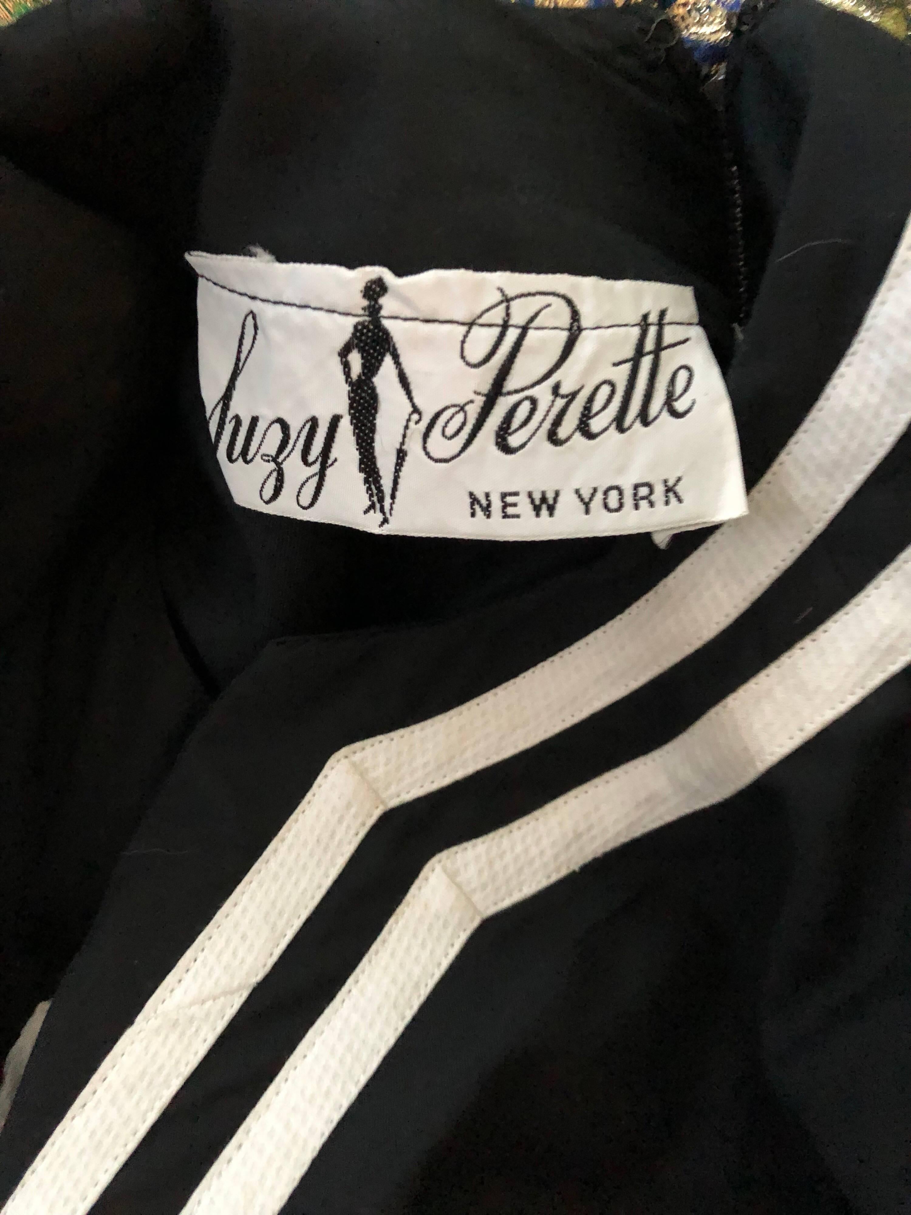 Suzy Perette 1950s Large Size Black and White Nautical Vintage 50s Cotton Dress For Sale 6