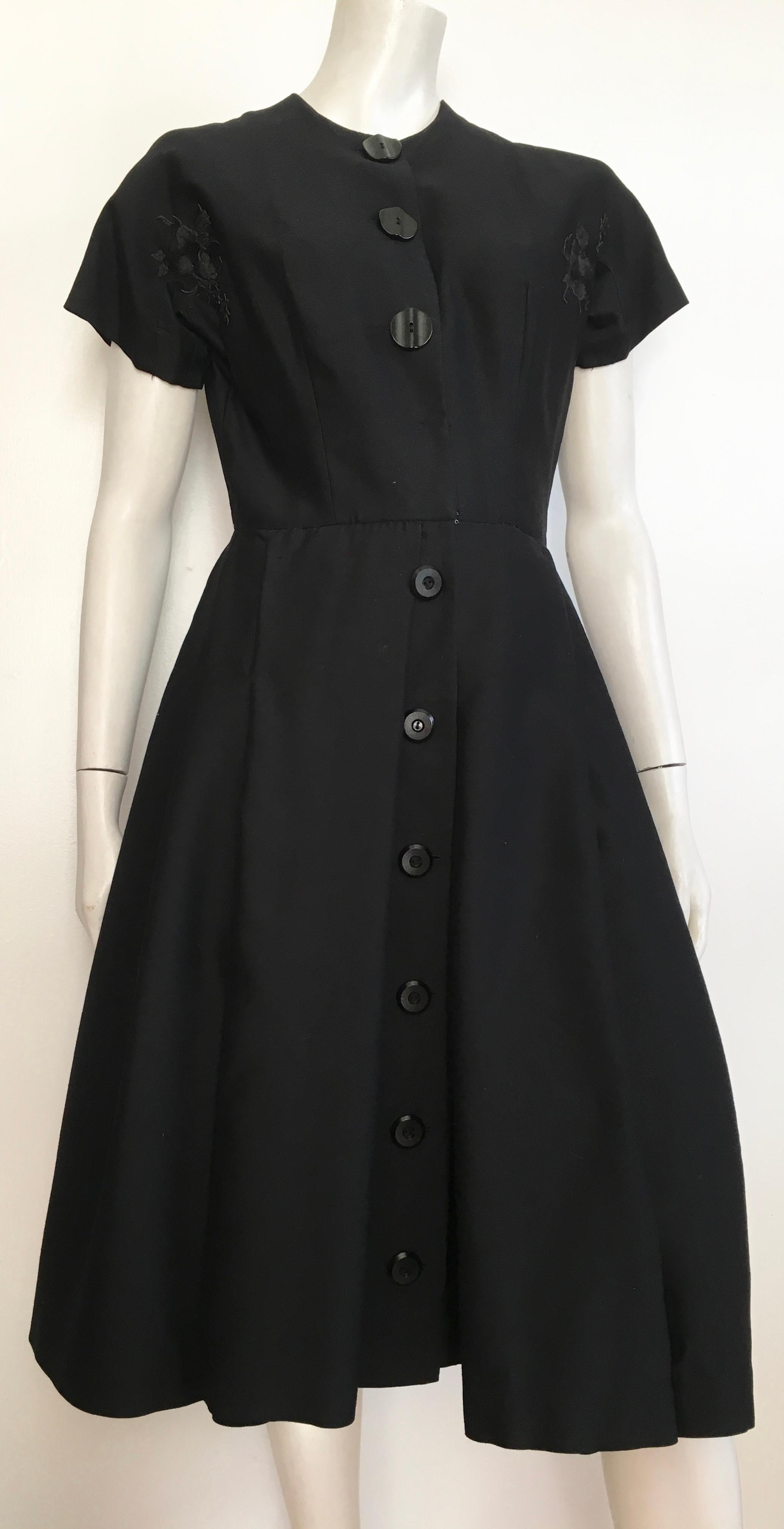 Suzy Perette 1950s original little black evening dress is a size 4.  The waist on this LBD is 28