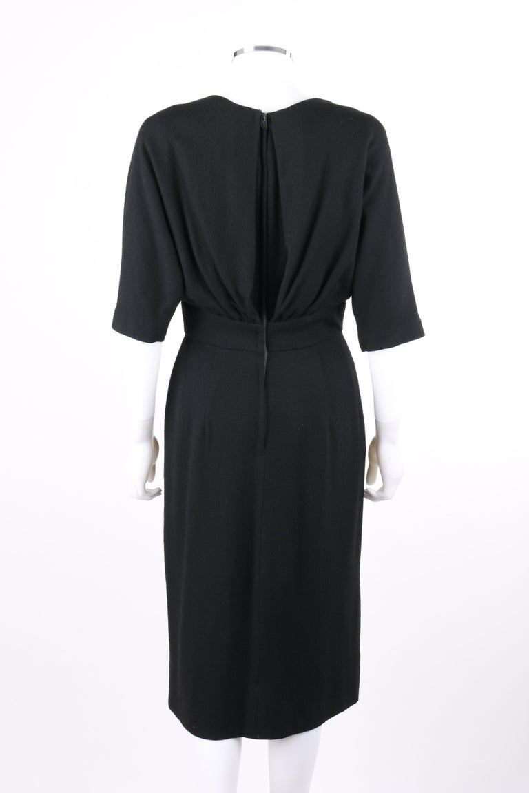 SUZY PERETTE c.1960s 2Pc Black Dolman Sleeve Knit Cocktail Dress w ...