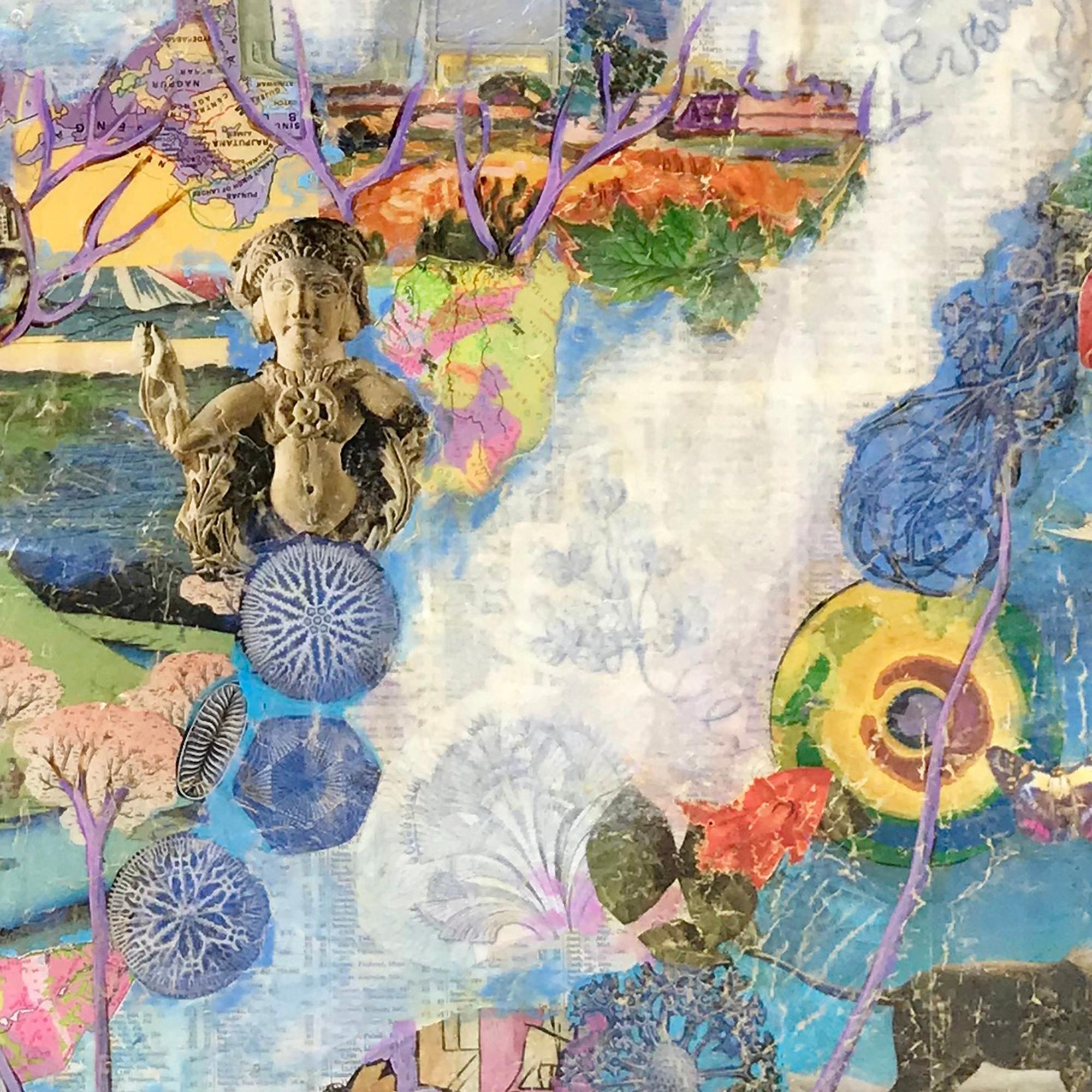 Mixed Media-Collage-Gemälde „Lavender Vision“ im Angebot 1