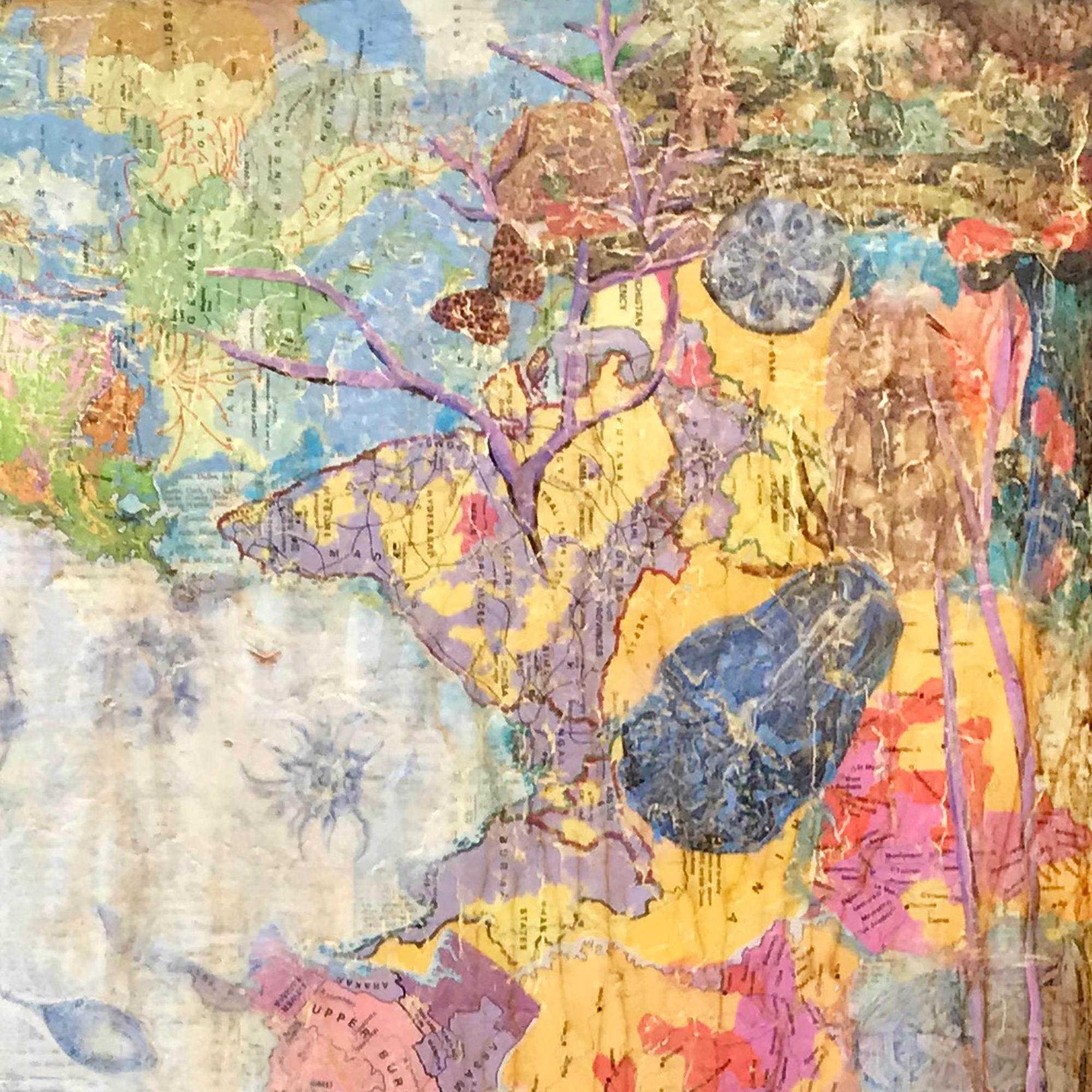 Mixed Media-Collage-Gemälde „Lavender Vision“ im Angebot 2