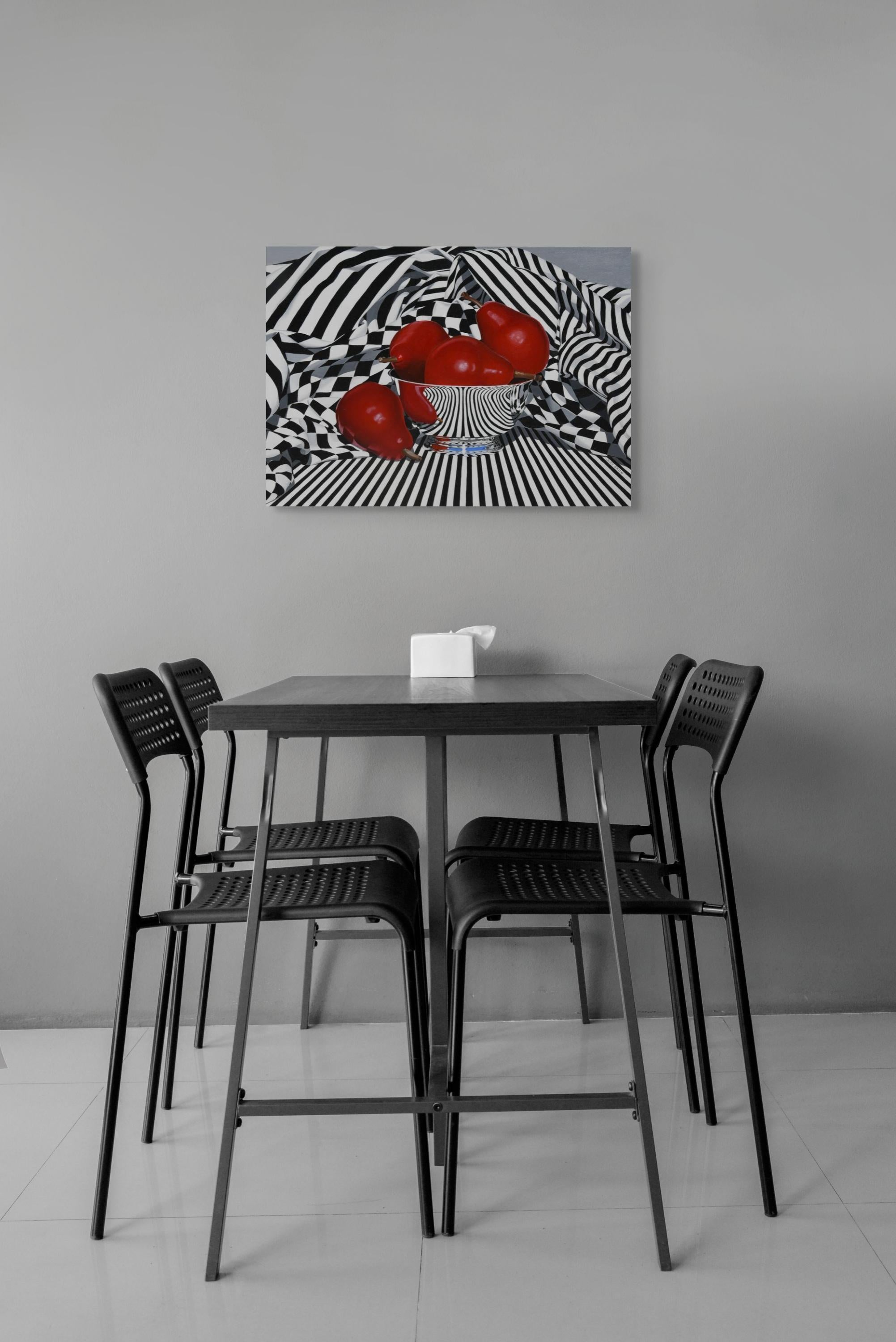 « Poires noires, blanches et rouges » (2023) de Suzy Smith, peinture à l'huile originale en vente 6