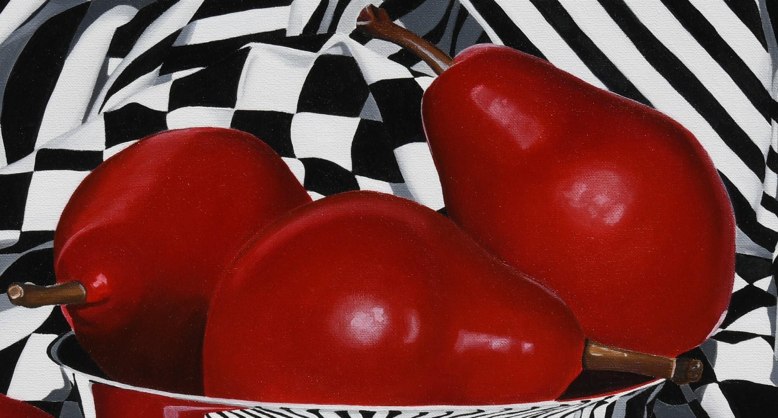 « Poires noires, blanches et rouges » (2023) de Suzy Smith, peinture à l'huile originale en vente 2