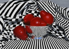 "Peras negras, blancas y rojas" (2023) de Suzy Smith, Pintura al óleo original