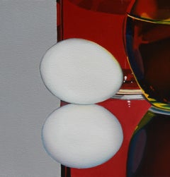 "Blue Eggs II" (2005) by Suzy Smith, Original Oil Painting, Egg Still Life