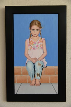"Blue Sky" (2023) by Suzy Smith, Original Oil Painting, Portrait of Young Girl