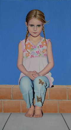 "Blue Sky" (2023) by Suzy Smith, Original Oil Painting, Portrait of Young Girl