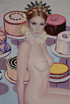 "Let Them Eat Cake" (2014) di Suzy Smith, Pittura a olio originale, Ritratto