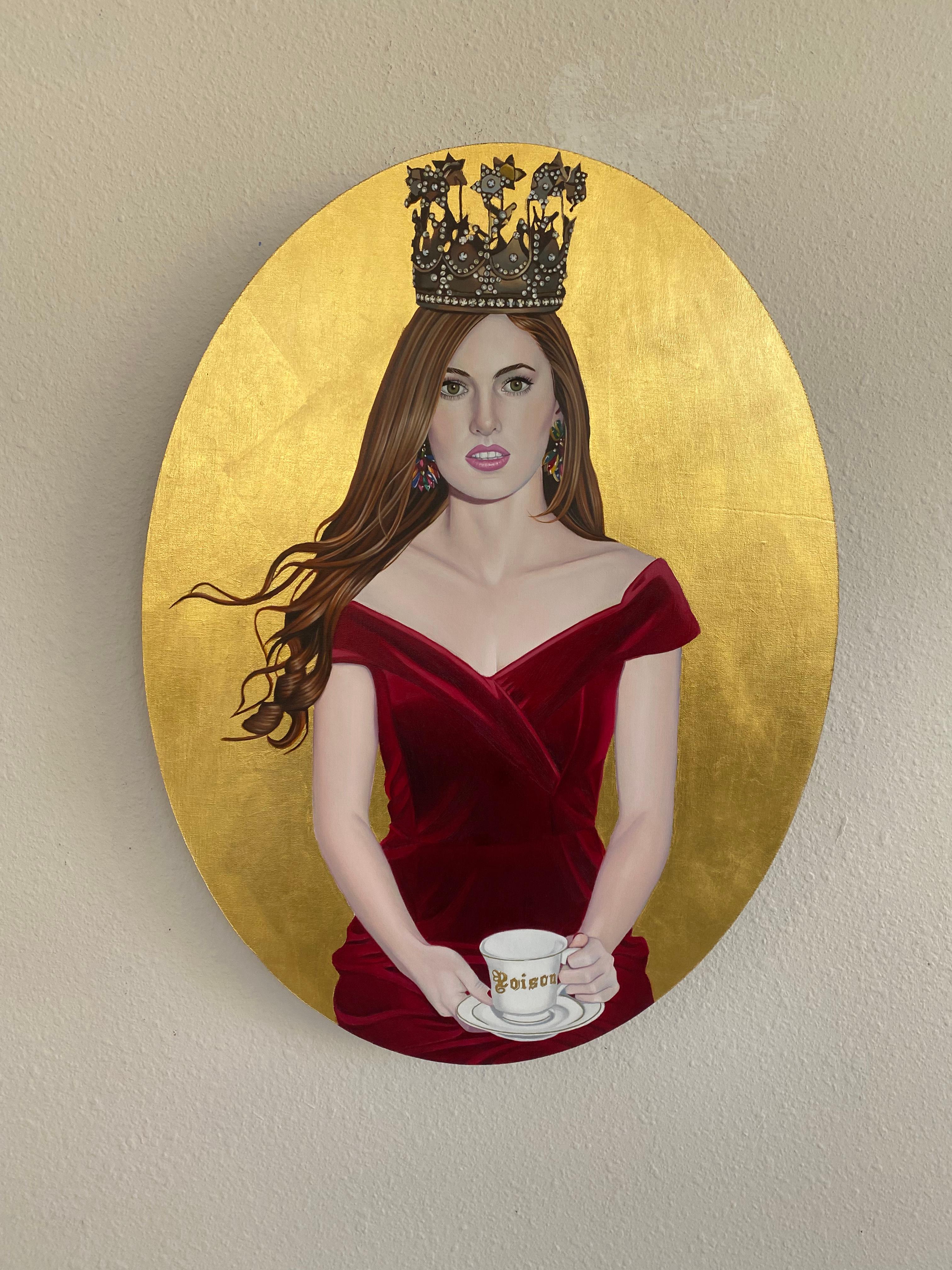 „Once Upon a Time“ von Suzy Smith, Original-Ölgemälde, Porträt mit Tee im Angebot 2