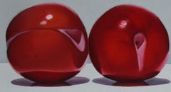 "Una ciruela azul" (2023) de Suzy Smith, Pintura al óleo original, 6 ciruelas