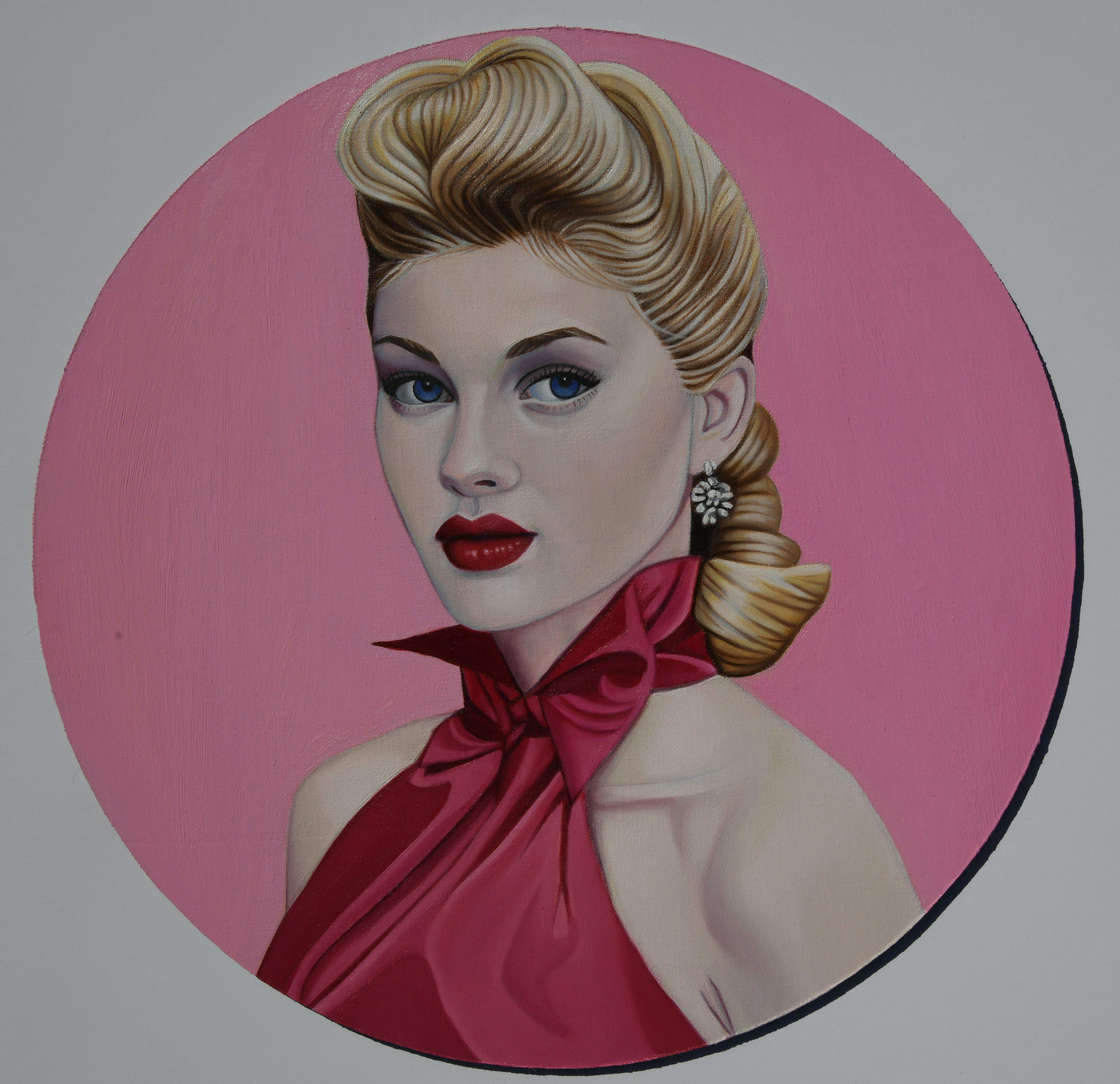 "Pink" (2023) di Suzy Smith, Pittura a olio originale, Ritratto