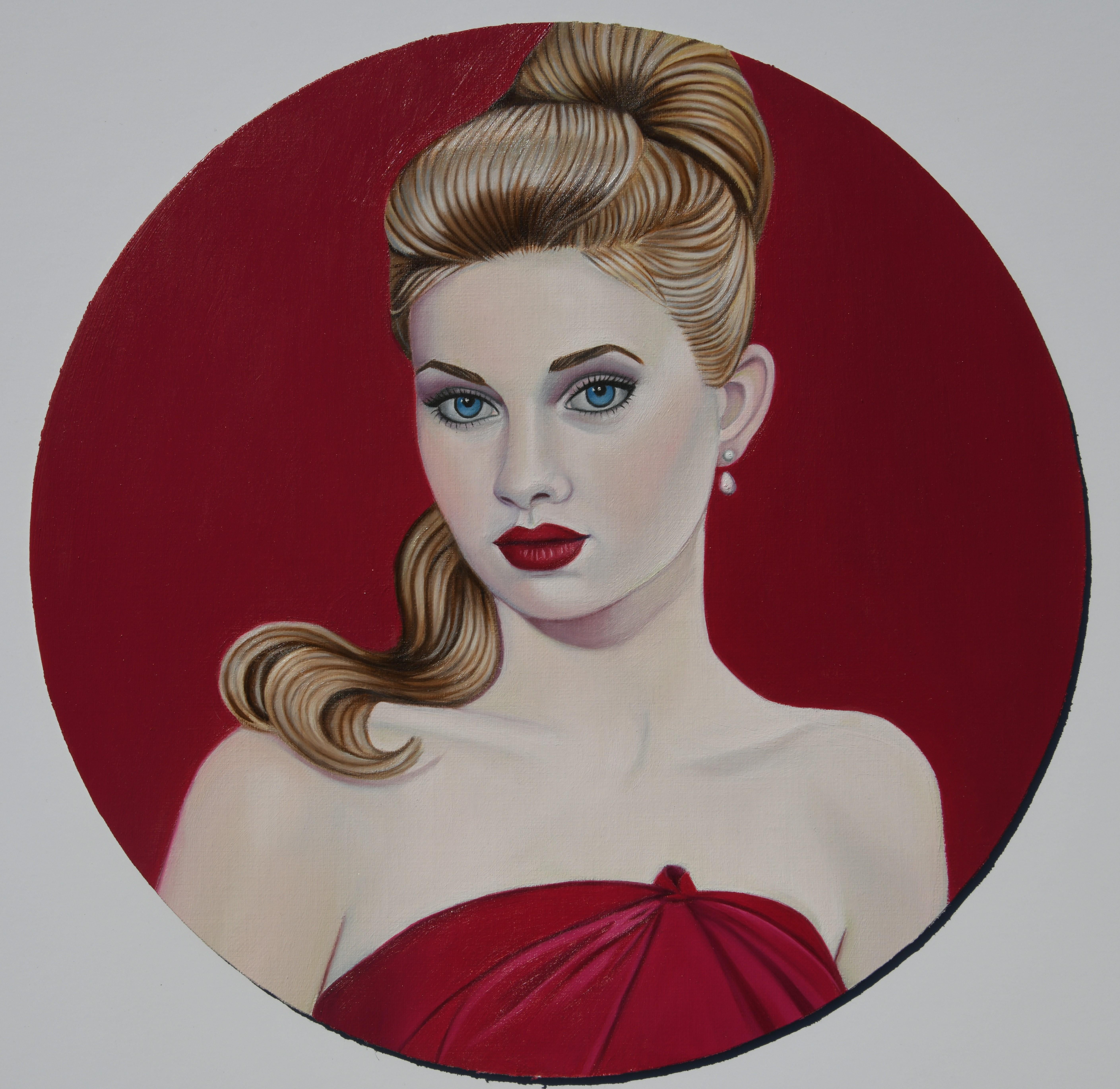 "Scarlet" (2023) de Suzy Smith, Pintura al óleo original, Retrato