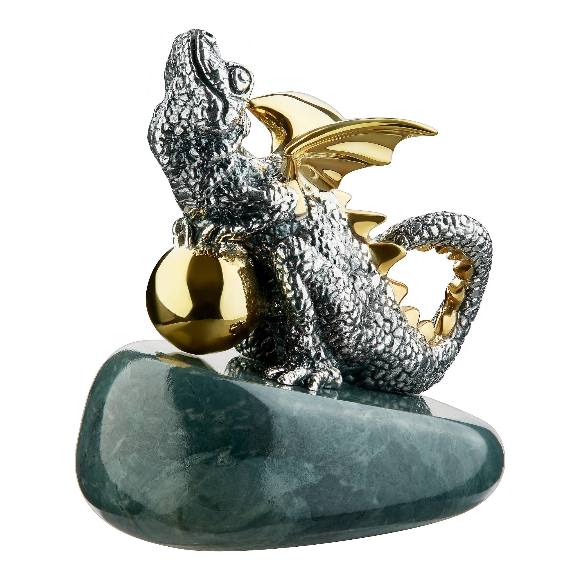 Contemporain Miniature dragon SV plaquée or pour cadeau et talisman en vente