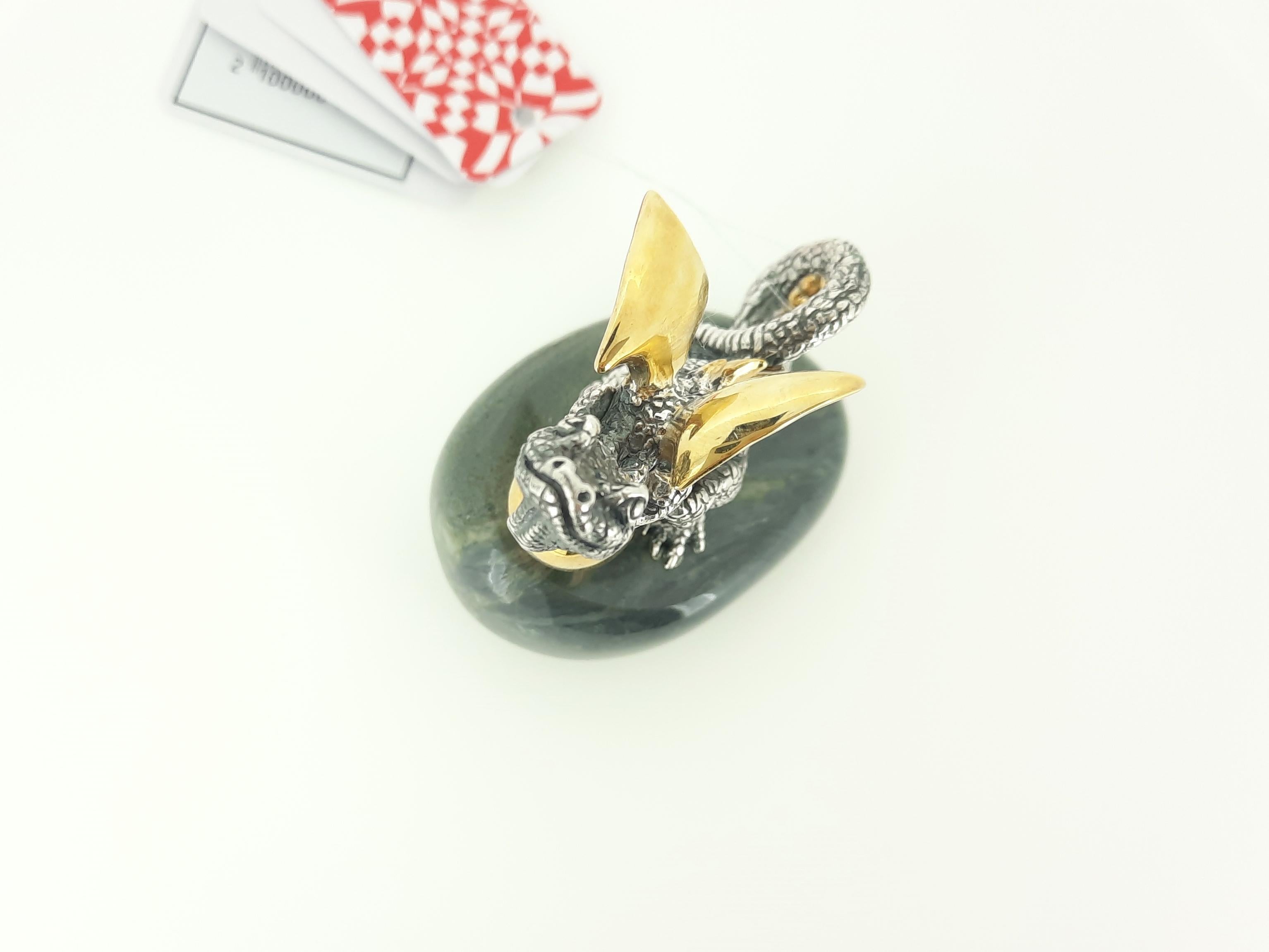 Contemporary SV Gold Plated Dragon Miniature for Gift and Talisman For Sale