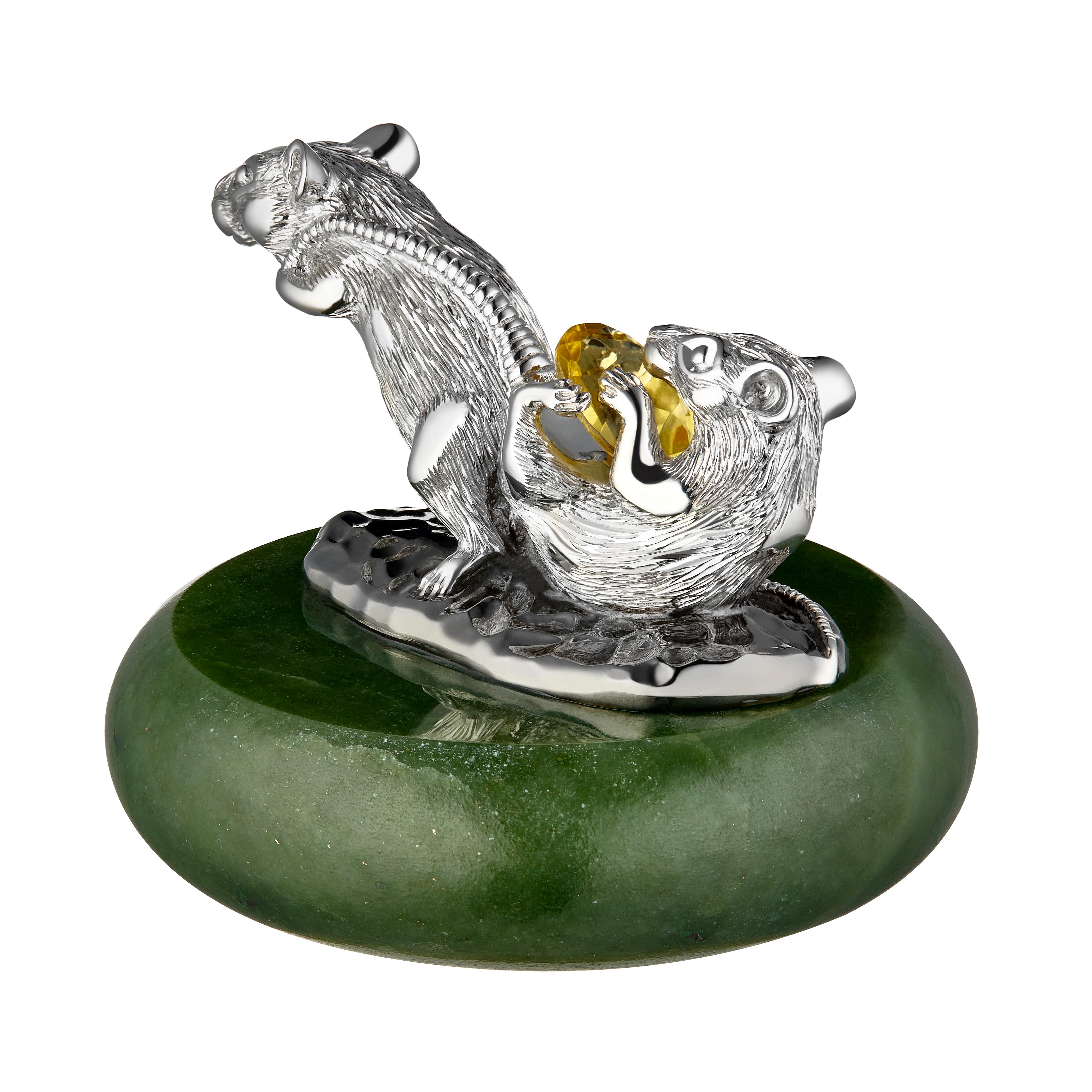 Contemporary SV925 Citrine Mice Miniature for Gift and Interior