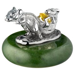 Mice miniature en citrine SV925 pour cadeau et intérieur