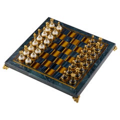 SV925 Gold Jewel Chess with Sapphire by MOISEIKIN