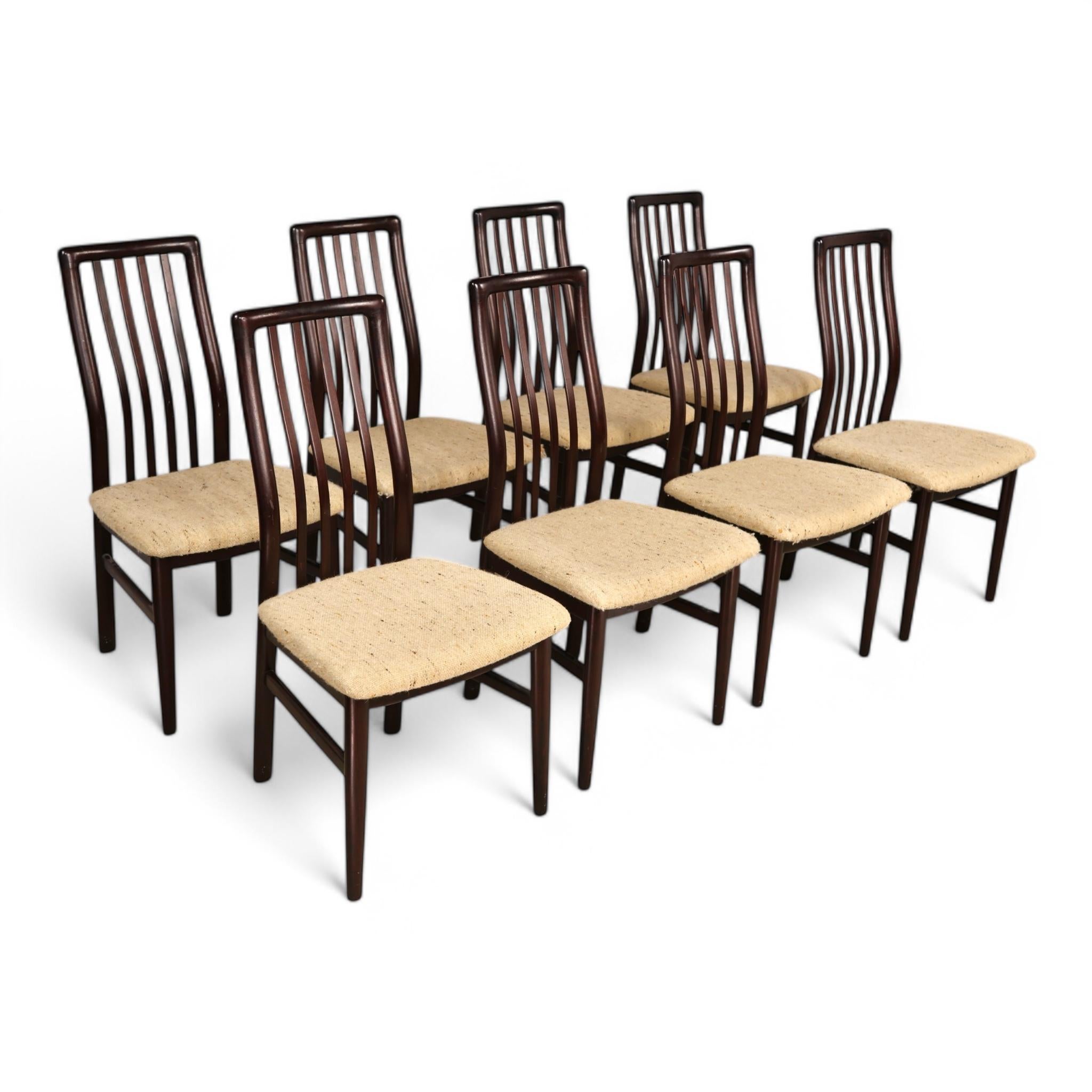 Mid-Century Modern SVA Mobler Rosewood Danish Mid Century Modern Set of 8 Dining Chairs c. 1970s For Sale