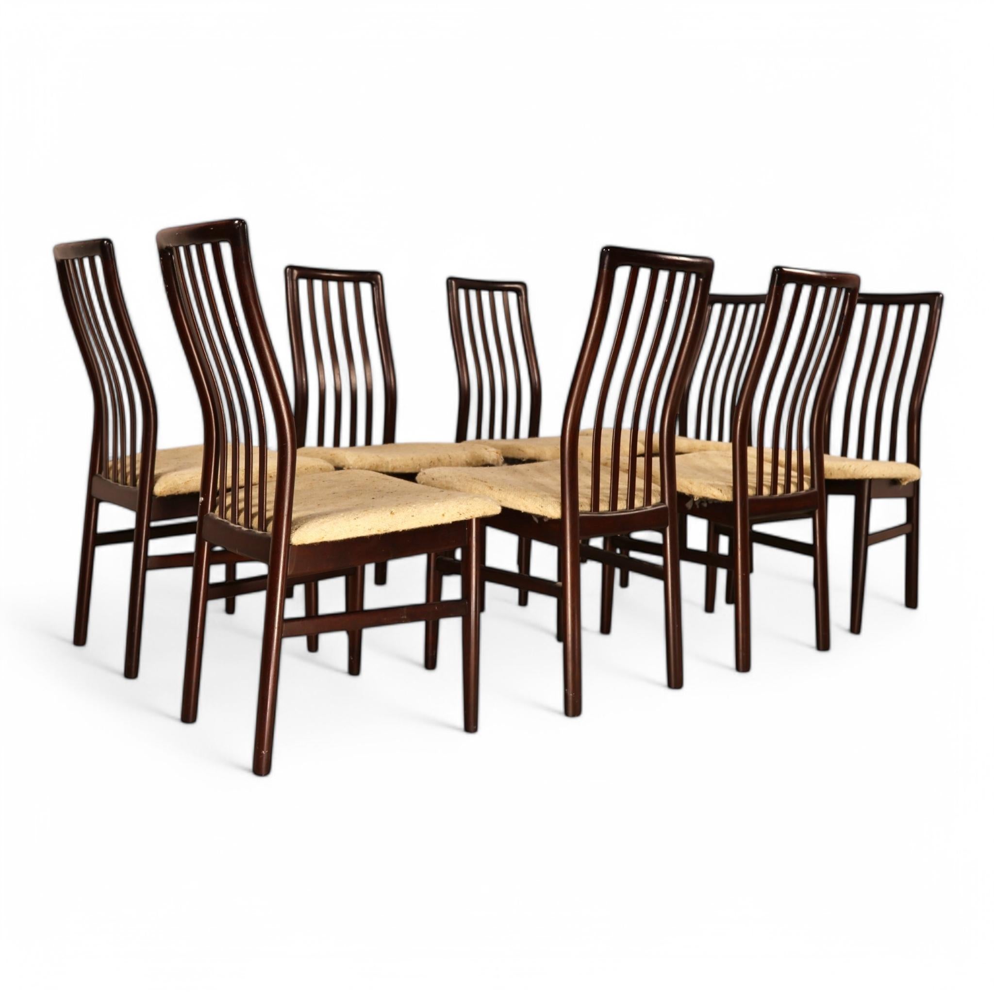 Mid-20th Century SVA Mobler Rosewood Danish Mid Century Modern Set of 8 Dining Chairs c. 1970s For Sale