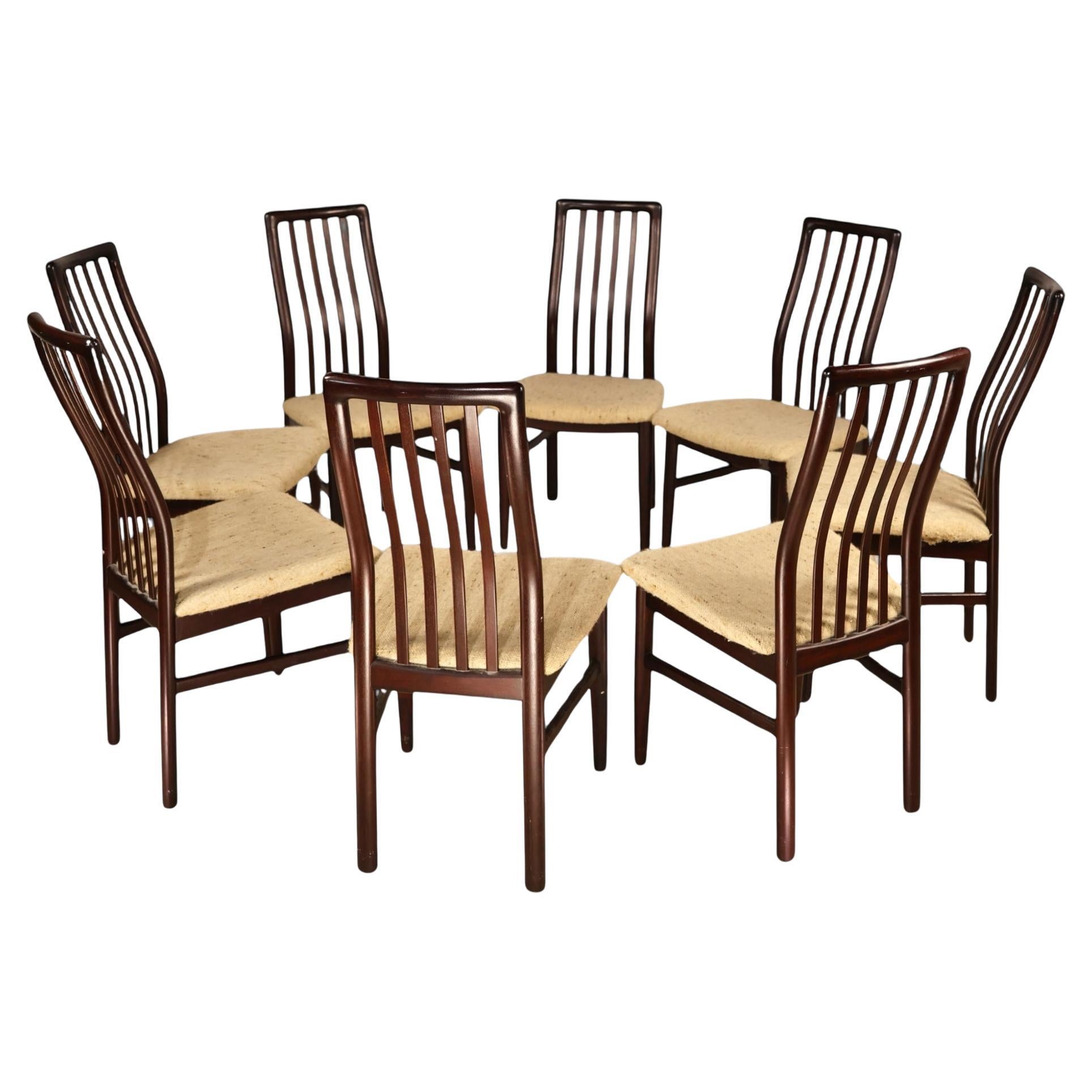 SVA Mobler Rosewood Danish Mid Century Modern Set of 8 Dining Chairs c. 1970s For Sale