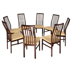 SVA Mobler Rosewood Danish Mid Century Modern Set of 8 Dining Chairs c. 1970s