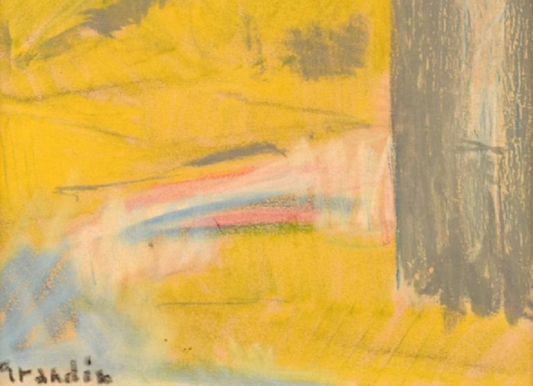 Suédois Svän Grandin, artiste suédois, huile sur carton, paysage moderniste en vente