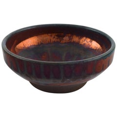 Svaneke, Denmark, Unique Bowl in Glazed Ceramics, Beautiful Luster Glaze