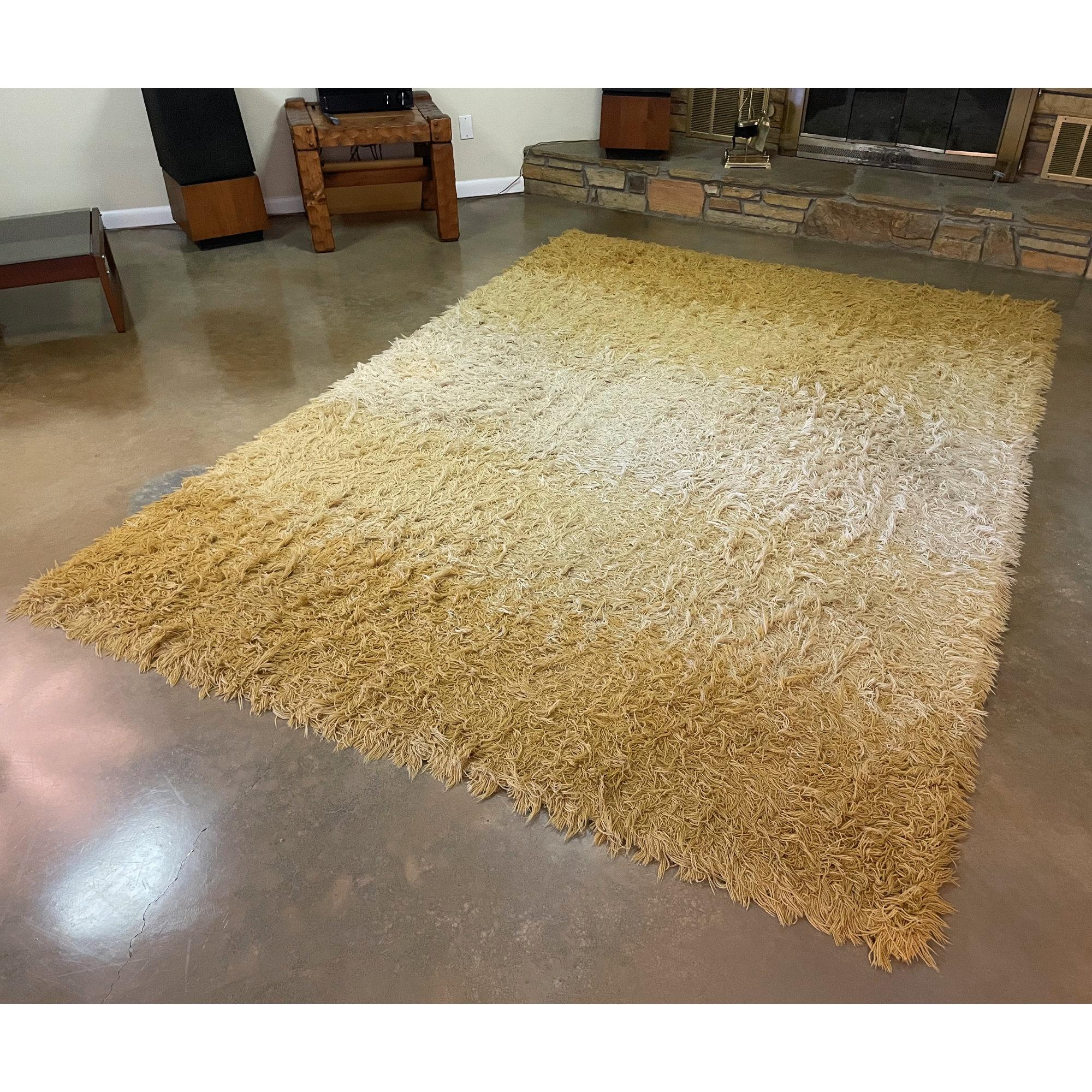 Fine XX secolo Tappeto Svangstaryan Beige Ombre quasi 11 x 7 in lana svedese Rya in vendita